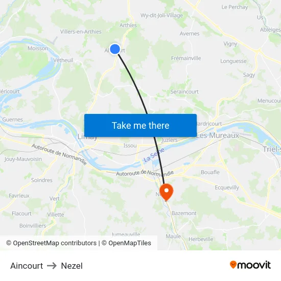 Aincourt to Nezel map