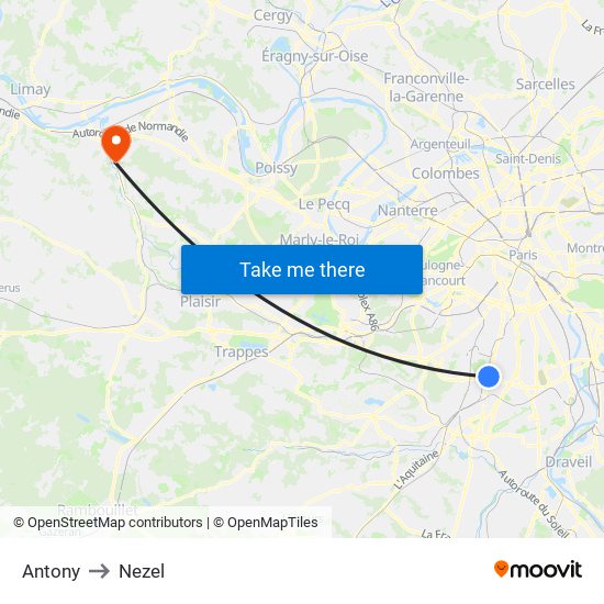 Antony to Nezel map