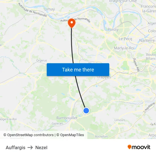 Auffargis to Nezel map