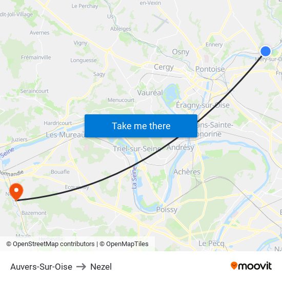Auvers-Sur-Oise to Nezel map