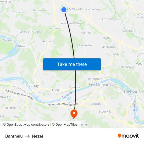 Banthelu to Nezel map