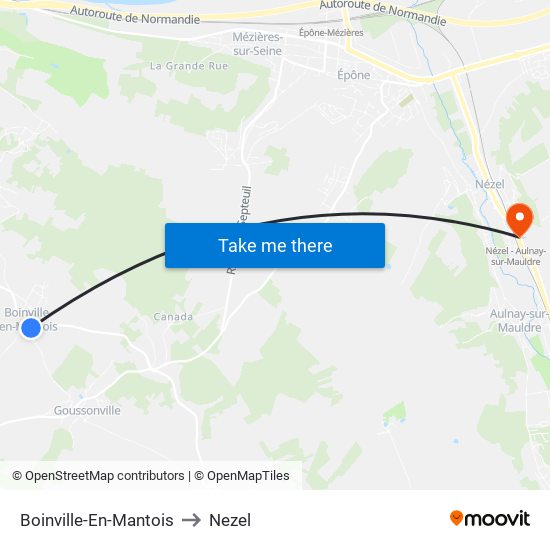 Boinville-En-Mantois to Nezel map