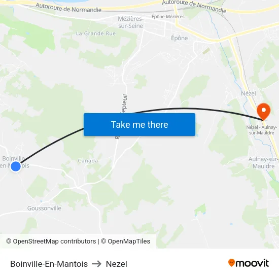 Boinville-En-Mantois to Nezel map