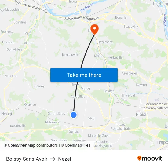 Boissy-Sans-Avoir to Nezel map