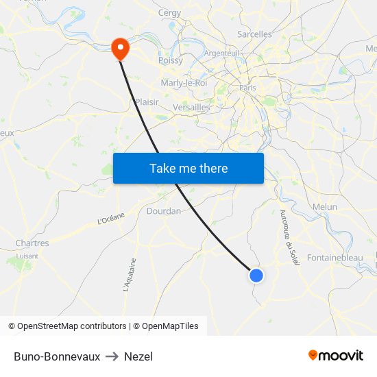 Buno-Bonnevaux to Nezel map