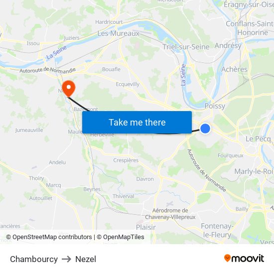 Chambourcy to Nezel map