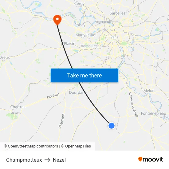 Champmotteux to Nezel map