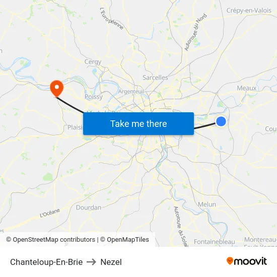 Chanteloup-En-Brie to Nezel map