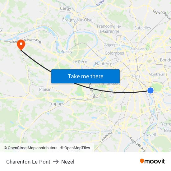 Charenton-Le-Pont to Nezel map