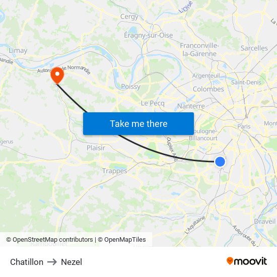 Chatillon to Nezel map