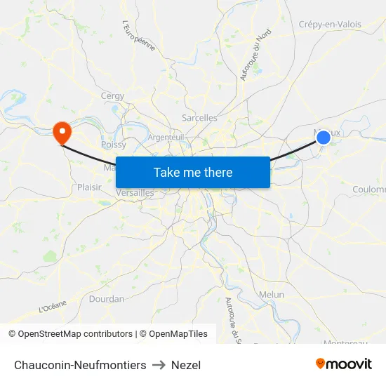 Chauconin-Neufmontiers to Nezel map