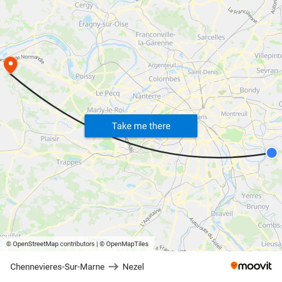 Chennevieres-Sur-Marne to Nezel map