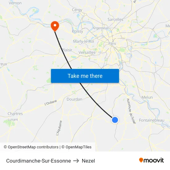 Courdimanche-Sur-Essonne to Nezel map