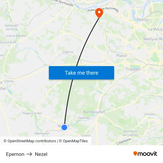 Epernon to Nezel map