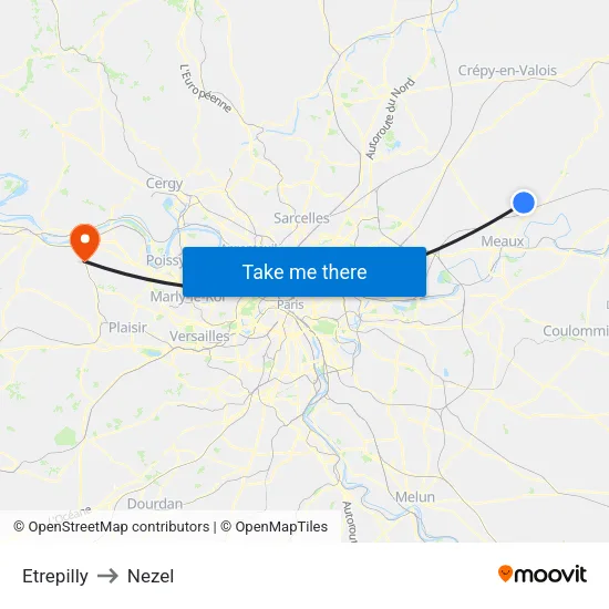 Etrepilly to Nezel map