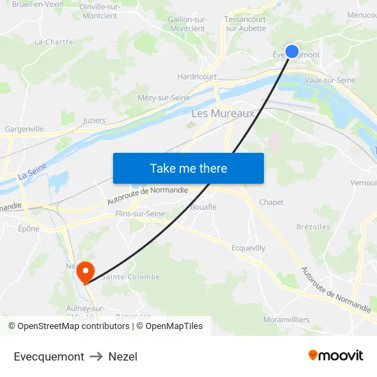 Evecquemont to Nezel map