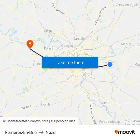 Ferrieres-En-Brie to Nezel map