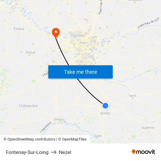 Fontenay-Sur-Loing to Nezel map