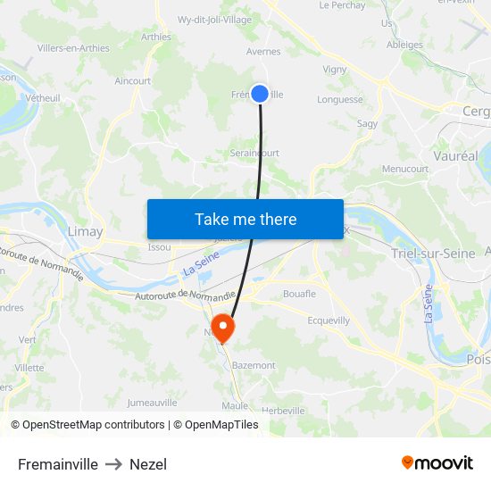 Fremainville to Nezel map