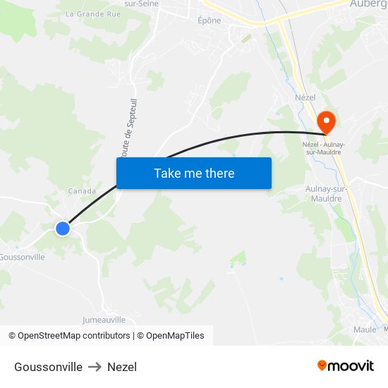 Goussonville to Nezel map