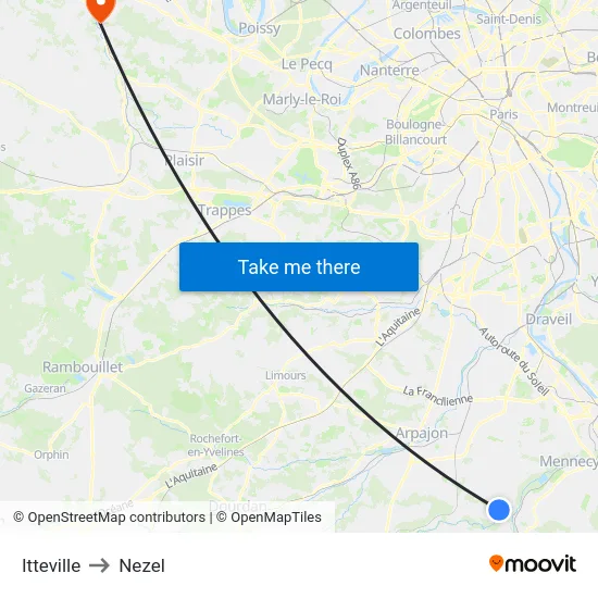 Itteville to Nezel map