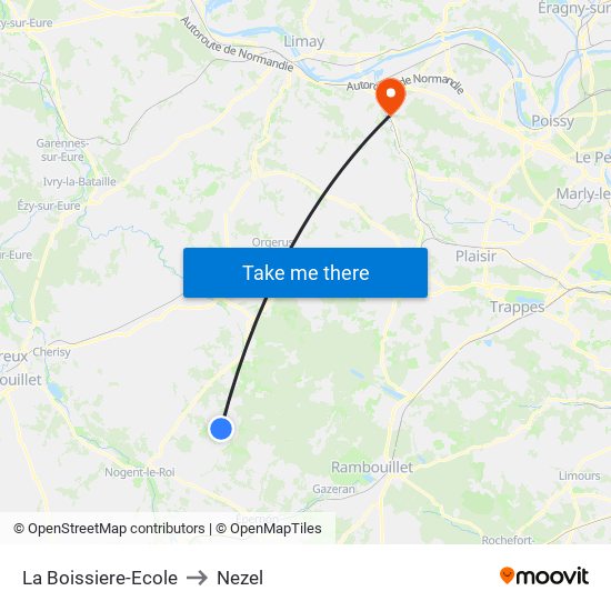 La Boissiere-Ecole to Nezel map