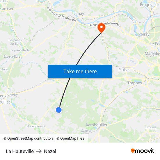 La Hauteville to Nezel map