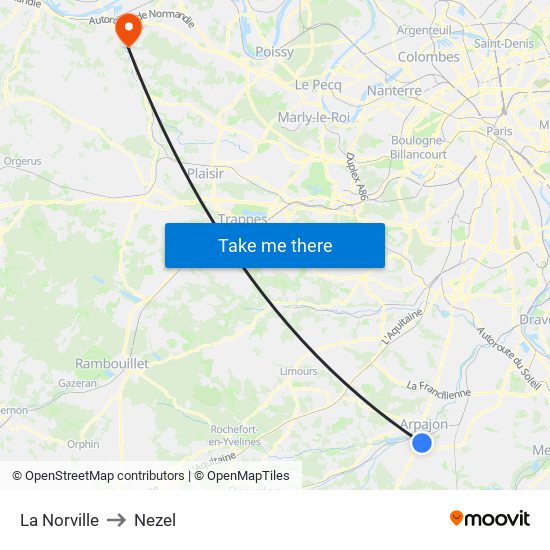 La Norville to Nezel map