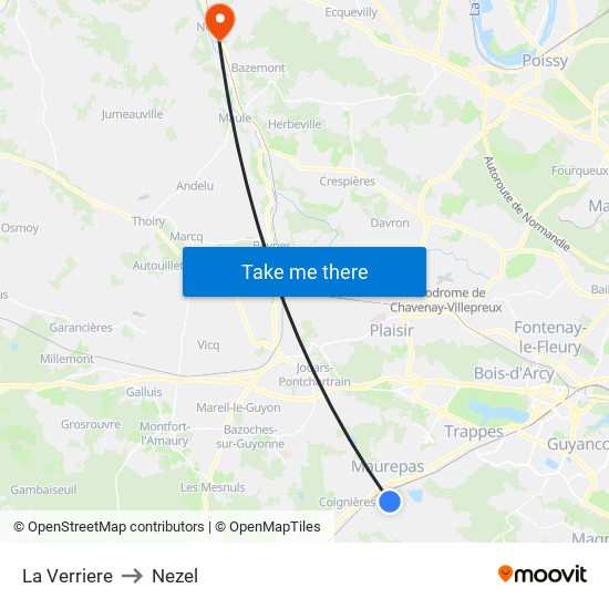 La Verriere to Nezel map