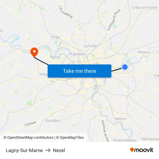 Lagny-Sur-Marne to Nezel map