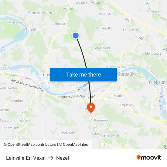 Lainville-En-Vexin to Nezel map