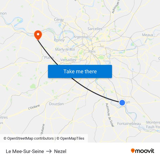 Le Mee-Sur-Seine to Nezel map