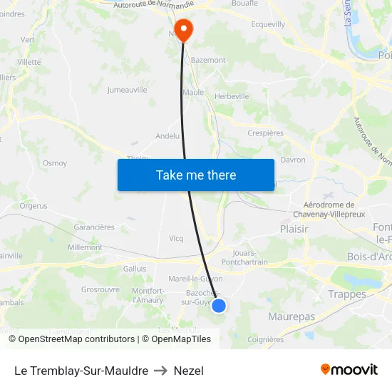 Le Tremblay-Sur-Mauldre to Nezel map