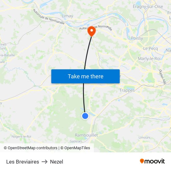 Les Breviaires to Nezel map