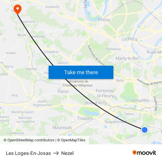 Les Loges-En-Josas to Nezel map