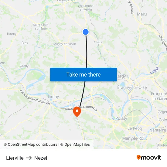 Lierville to Nezel map