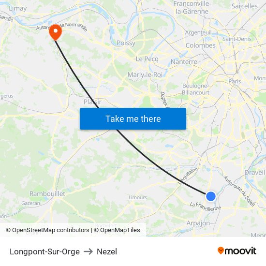 Longpont-Sur-Orge to Nezel map