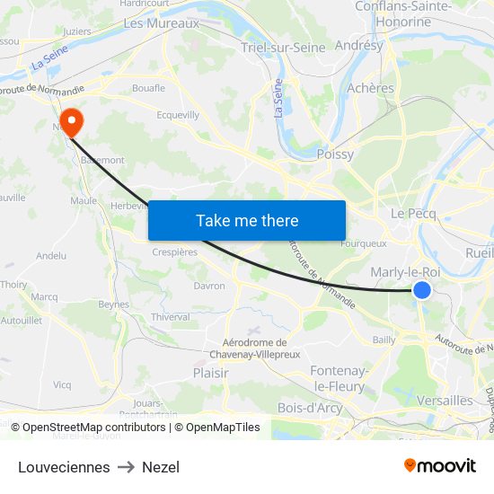 Louveciennes to Nezel map