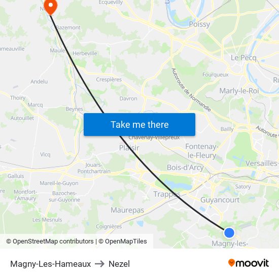 Magny-Les-Hameaux to Nezel map