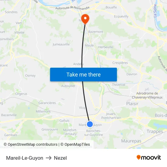 Mareil-Le-Guyon to Nezel map