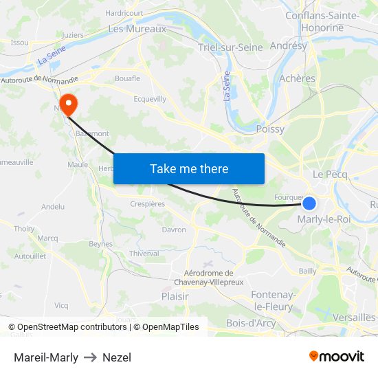 Mareil-Marly to Nezel map