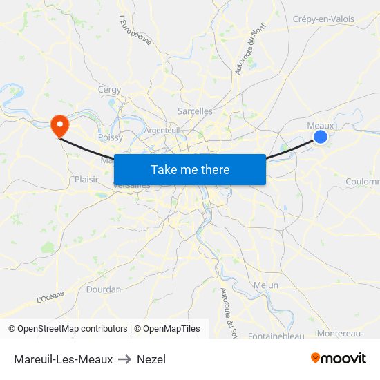 Mareuil-Les-Meaux to Nezel map