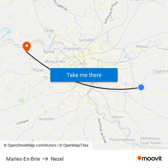 Marles-En-Brie to Nezel map