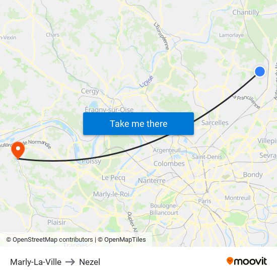 Marly-La-Ville to Nezel map