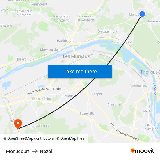 Menucourt to Nezel map