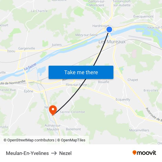 Meulan-En-Yvelines to Nezel map