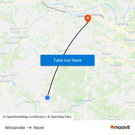 Mittainville to Nezel map