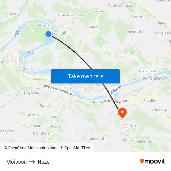 Moisson to Nezel map
