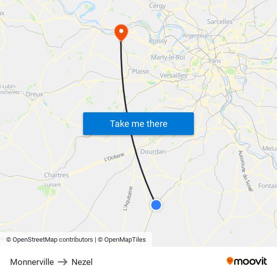 Monnerville to Nezel map