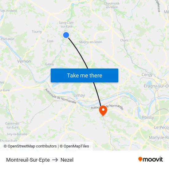 Montreuil-Sur-Epte to Nezel map